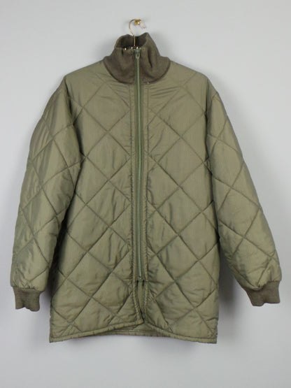 1980s Khaki Quilted Army Lining Jacket | 3XL