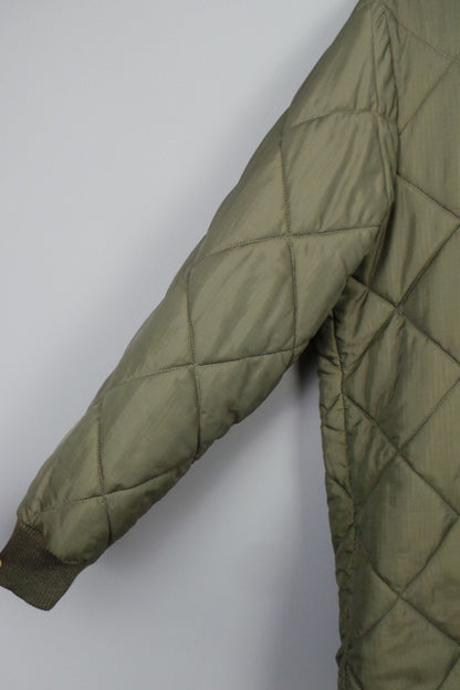 1980s Khaki Quilted Army Lining Jacket | 3XL