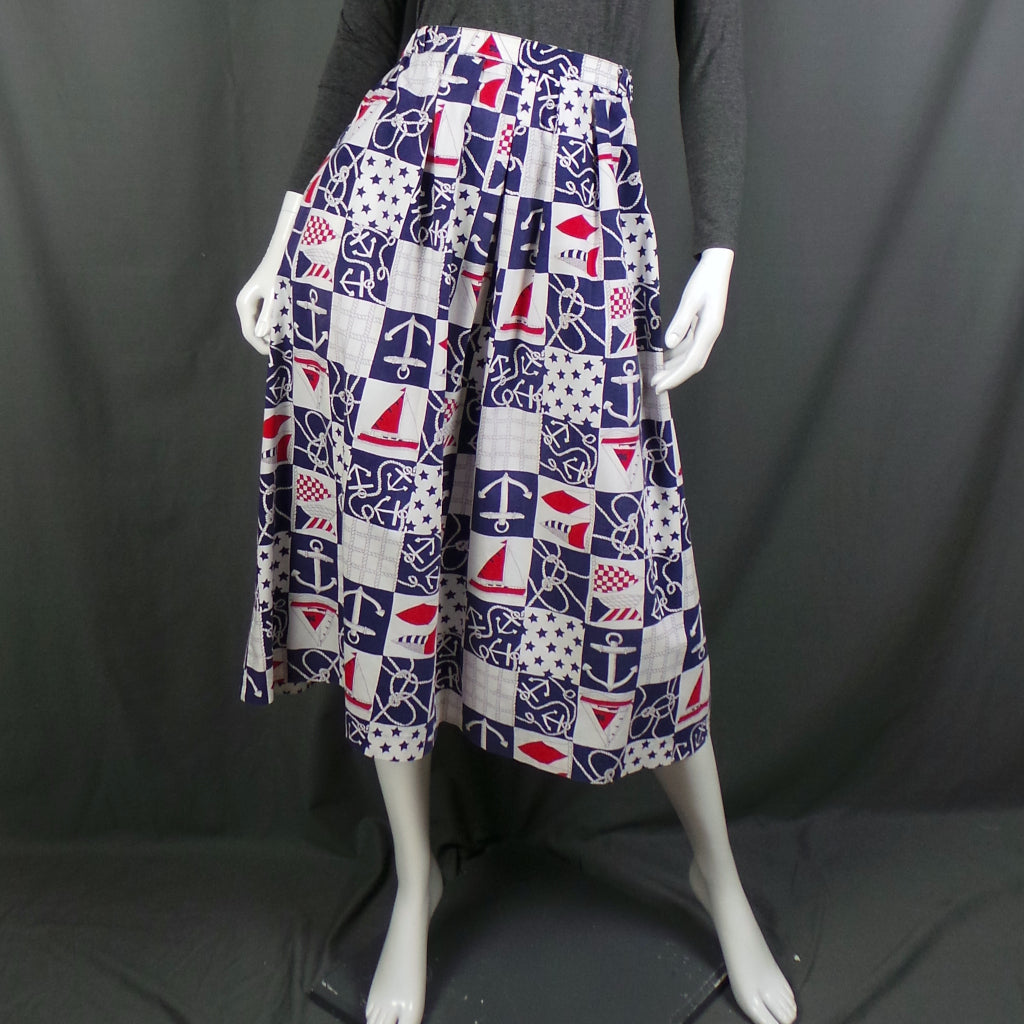1980s Nautical Print Vintage Skirt | Joanna Frances