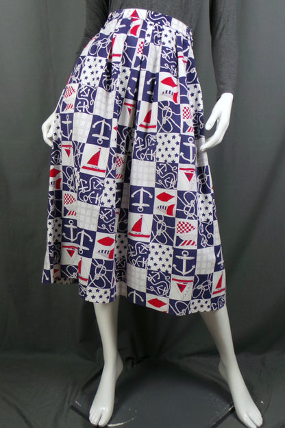 1980s Nautical Print Skirt | Joanna Frances | XL