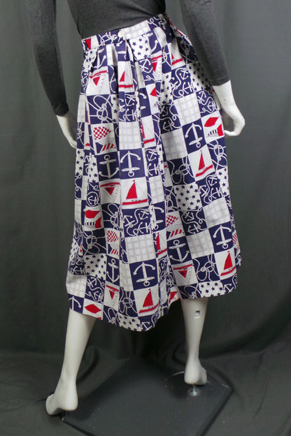 1980s Nautical Print Skirt | Joanna Frances | XL