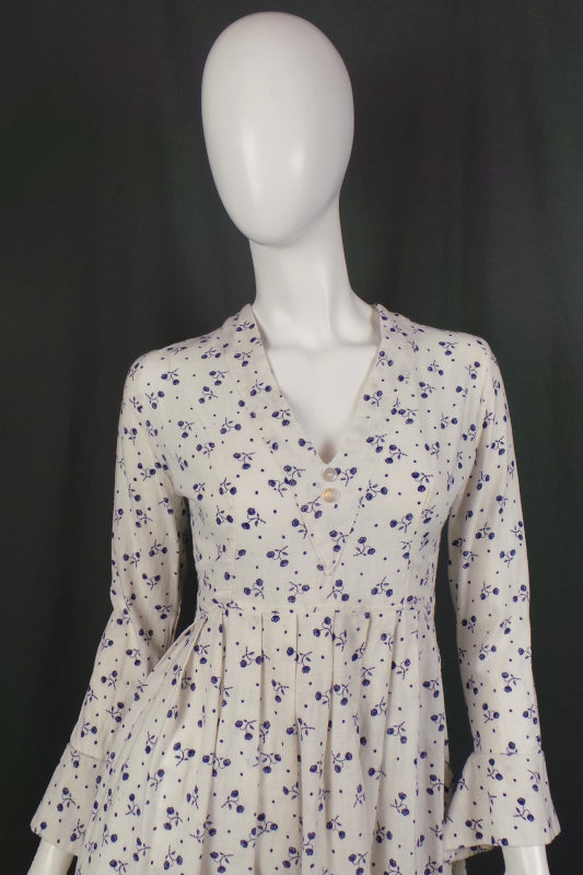 1960s Laura Ashley Wales Label White Cotton Dress | S