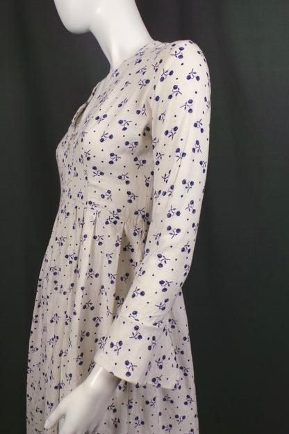 1960s Laura Ashley Wales Label White Cotton Dress | S
