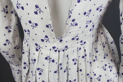 1960s Laura Ashley Wales Label White Cotton Dress | S