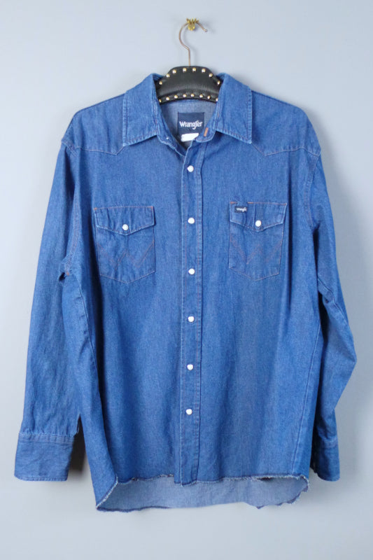 Mens wrangler hot sale denim shirt